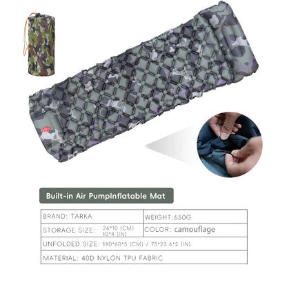 Inflatabele Campingmat met Kussen | Zelfopblazende Slaapmat voor Kamperen, Hiking en Klimmen