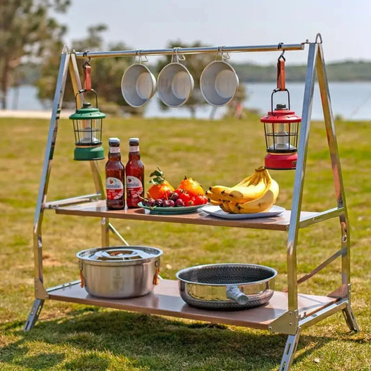 Outdoor Camping Opbergplank | Draagbare Vouwbare RVS Opbergrek voor Tuin en Kamperen