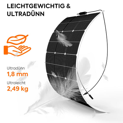 PowMr 100 W flexibles Solarpanel – 12 V monokristalline, biegbare Solarzelle für Camping, Wohnmobil, Boot und mobile Stromversorgung