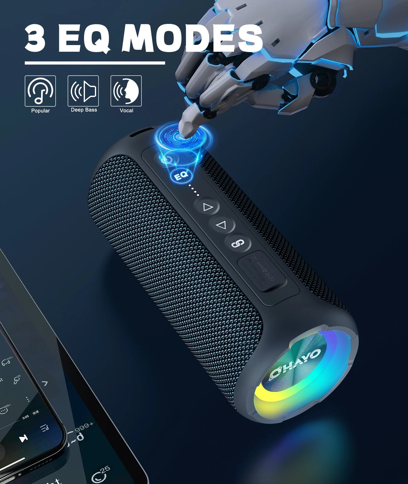 X8 Pro Bluetooth Speaker – 40W Draadloze Stereo Geluid, Diepe Bass, IPX7 Waterdicht, 30U Playtime, 7 Kleuren Licht, 3 EQ Modus