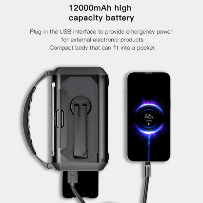 12000mAh AM/FM/NOAA Weerradio | Draagbare Zonne- & Handcrank Noodradio met Leeslamp voor Outdoor Camping