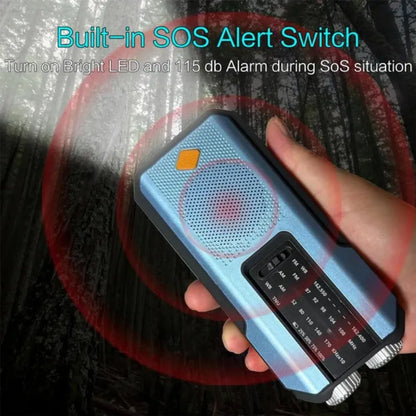 Multifunctionele Weer- en Noodradio – Handcrank, Solar, USB Opladen, Powerbank, LED Zaklamp