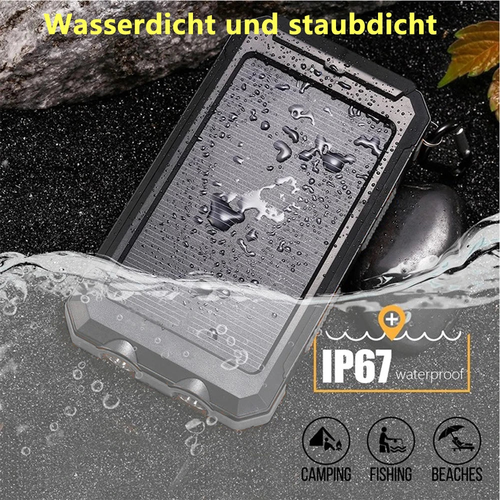 20000mAh Solar Powerbank – Draagbare Snellader met Dubbele USB, LED Lamp en Zaklamp