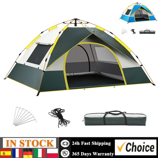 Automatisches Pop-up-Campingzelt für 3–4 Personen – wind- und regenbeständig, UV-Schutz