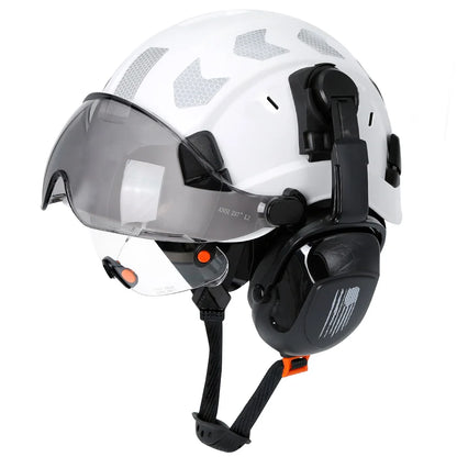 CE Certified Safety Helmet with Visor, Built-in Goggles &amp; Earmuffs – Hard Hat for Engineers &amp; Industrial Work – Head Protection to ANSI Standards