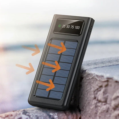 20000mAh Solar Powerbank – Snelladen met Ingebouwde Kabels, LED Display & Meerdere USB-Poorten