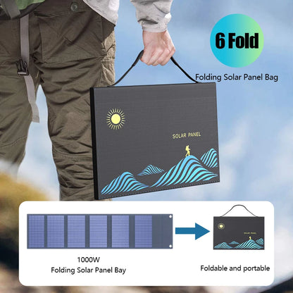 1000W Draagbaar Opvouwbaar Zonnepaneel | USB & DC Output Solar Charger voor Outdoor en Thuisgebruik