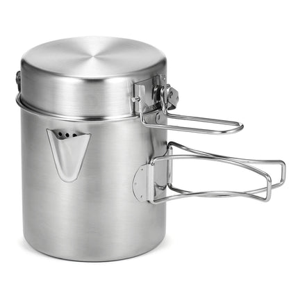 1 l Camping-Wasserkocher aus Edelstahl – tragbarer Outdoor-Topf mit klappbarem Griff für Camping und Rucksackreisen