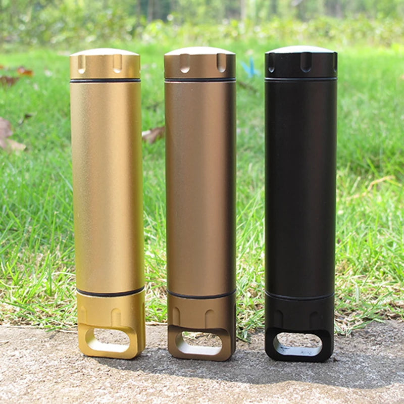 Portable Waterproof Capsule - Aluminum Outdoor Survival Pill Box, Multifunctional Container, Lockable Storage Tank