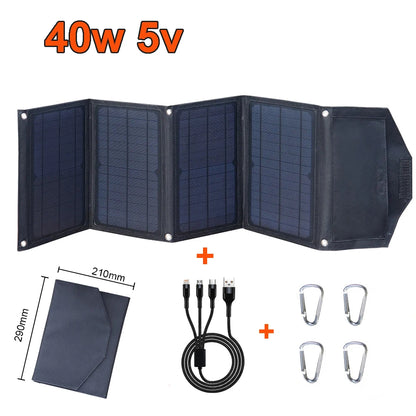 40W Opvouwbaar Zonnepaneel – Draagbare USB Solar Oplader voor Telefoon & Powerbank, Camping & Outdoor