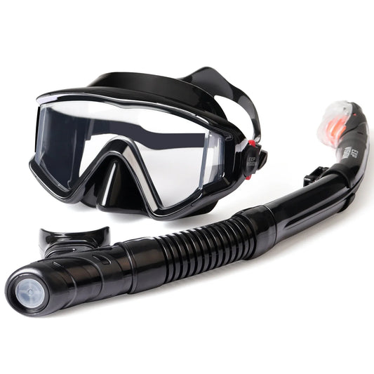 Professionele Snorkelset voor Volwassenen | Anti-Fog Duikbril met Dry Top Snorkel en Pano 3-ramen Masker