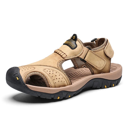 Nieuwe Heren Sandalen – Casual Outdoor Sandalen van Echt Leer met T-band voor Strand en Dagelijks Gebruik
