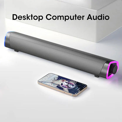 4D Computer Speaker Bar – Stereo Sound Subwoofer Bluetooth Speaker voor Macbook, Laptop, PC en Notebook – 3D Surround Sound, USB & AUX