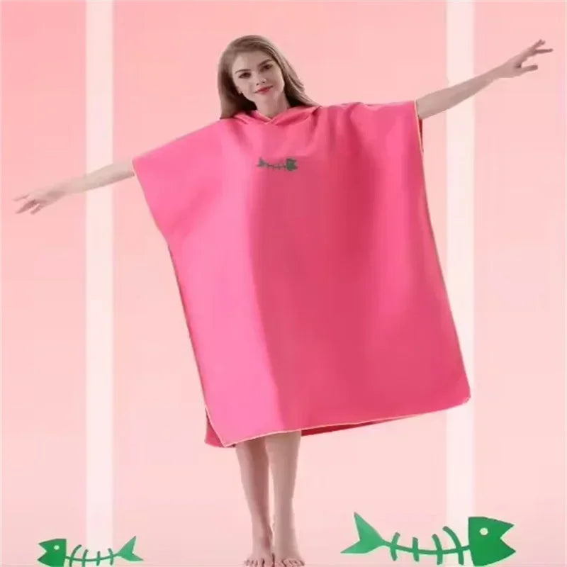 Sneldrogende Changing Robe, Badjas met Kap – Super Absorberende Zwem- en Fitness Badjas van Polyester/Katoen