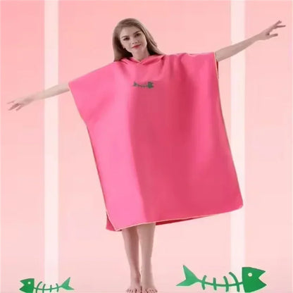 Sneldrogende Changing Robe, Badjas met Kap – Super Absorberende Zwem- en Fitness Badjas van Polyester/Katoen