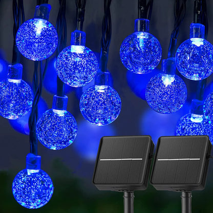 LED-Solar-Lichterkette – 60 wasserdichte LED-Kristallkugel-Lichter mit 8 Modi für Garten, Party und Baumdekoration