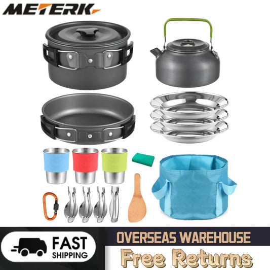 21-delige Camping Kookset – Lichtgewicht Pot en Pan Set voor Outdoor, Kamperen en Survival