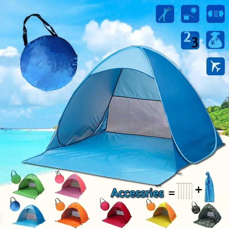 Snelle Automatische Strandtent – Draagbare UPF50+ Zonnescherm Tent voor Camping, Vissen & Outdoor