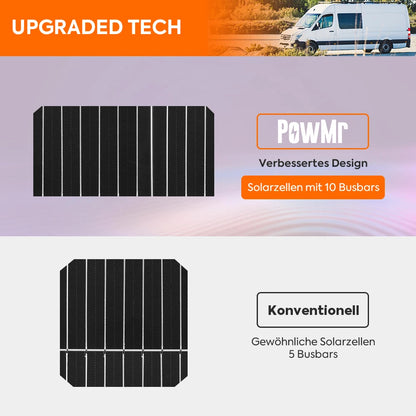 PowMr 100 W flexibles Solarpanel – 12 V monokristalline, biegbare Solarzelle für Camping, Wohnmobil, Boot und mobile Stromversorgung