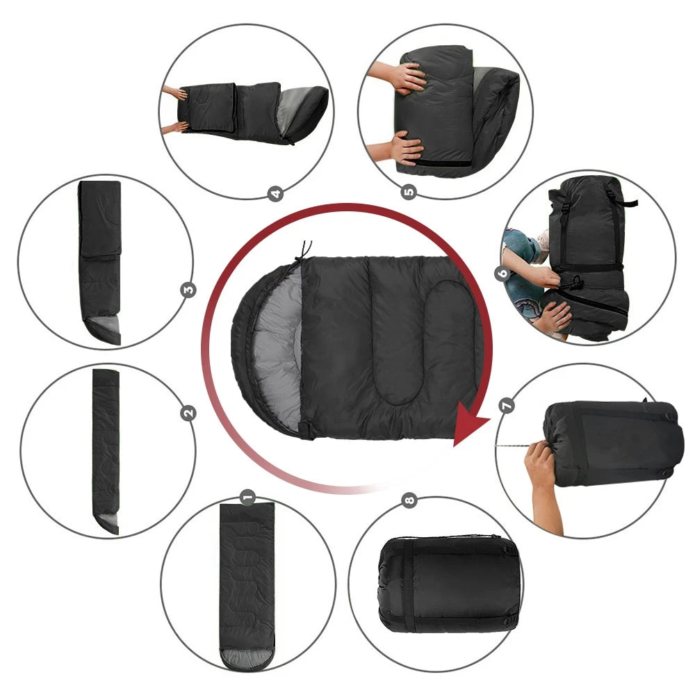Leichter 4-Jahreszeiten-Mumienschlafsack – warmer Umschlagschlafsack für Rucksacktouren und Camping
