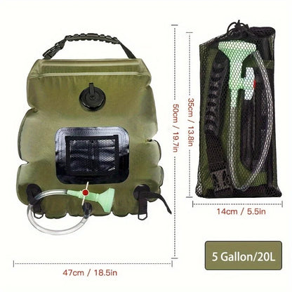 5-Gallon Zonne-verwarmde Camping Douche | Draagbare Badzak voor Outdoor Reizen, Klimmen, Wandelen en Zwemmen