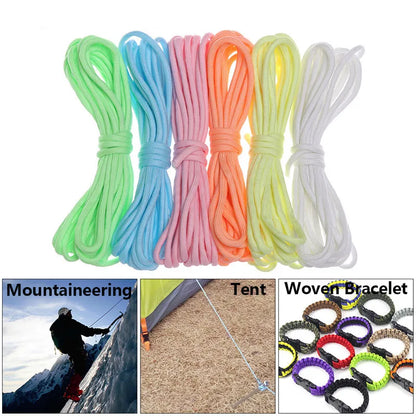 Luminous Paracord - 9 Strands 4mm Nylon 550lb Tent Cord - Glow in the Dark Outdoor Rope for Camping &amp; Survival