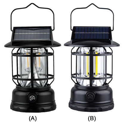 Solar Camping Lantaarn | Dimbare Retro Hanglamp voor Buiten, Kamperen & Noodgevallen