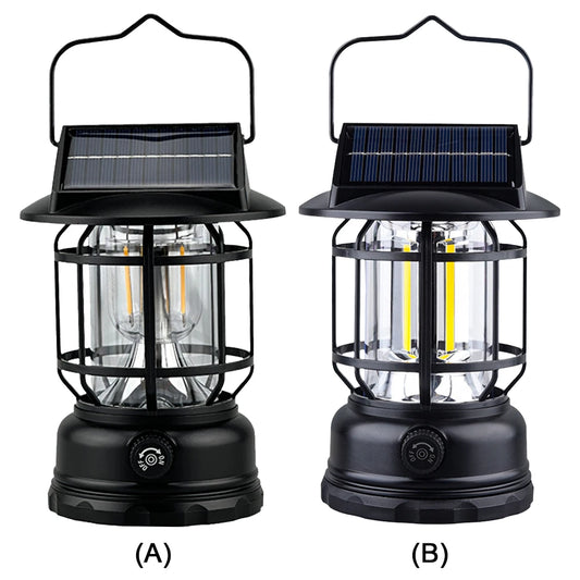 Solar Camping Lantaarn | Dimbare Retro Hanglamp voor Buiten, Kamperen & Noodgevallen
