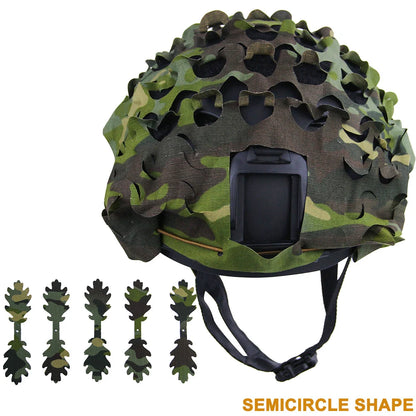 3D-Camouflage-Helmbezug mit Laserschnitt – Netzstoff in Blattform für Airsoft-, Paintball- und Jagdhelmzubehör