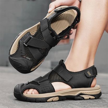 Nieuwe Heren Outdoor Sandalen – Lichtgewicht, Niet-Slip Cross-Strap Sandalen van Kunstleer voor Strand en Casual Gebruik