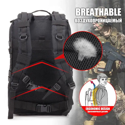 50L Taktischer Rucksack – Outdoor 3P Molle Rucksack für Reisen, Trekking, Jagd und Schulgebrauch