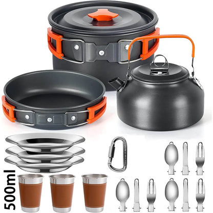 Camping Cooking Set | Outdoor Kookset met Teapot voor 2-3 Personen | Non-stick Pannen en Opvouwbare Tas