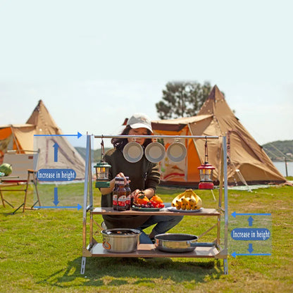 Outdoor Camping Opbergplank | Draagbare Vouwbare RVS Opbergrek voor Tuin en Kamperen