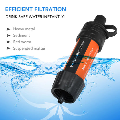 Tragbarer Wasserfilter-Strohhalm – Notfall-Wasserreiniger für Camping, Wandern und Überleben