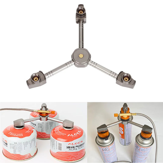 3-in-1 Butaanadapter – Gasdistributiekop voor Camping en Buitenactiviteiten