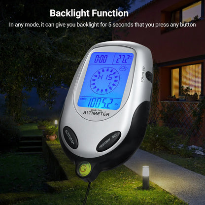 8-in-1 Elektronische Handheld Altimeter – Kompas, Barometer, Thermometer, Weerstation, Tijd & Kalender voor Bergbeklimmen
