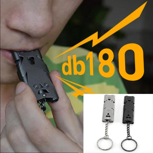 Tragbare Notfallpfeife – 120 dB Aluminium-Doppelrohr – Sicherheits- und SOS-Überlebenswerkzeug – Outdoor-Camping-Zubehör