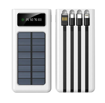 20000mAh Solar Powerbank – Snelladen met Ingebouwde Kabels, LED Display & Meerdere USB-Poorten