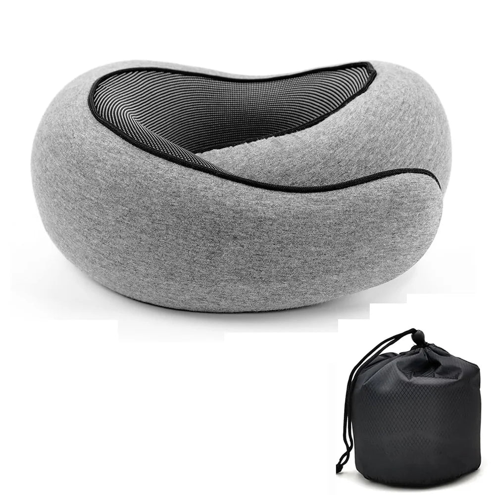 Travel Neck Pillow – U-vormig Geheugenfoam Reiskussen voor Neksteun, Anti-Snurk en Ademhaling, Verstelbaar en Draagbaar