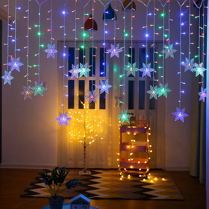 3,2 m lange LED-Schneeflocken-Weihnachtslichter – wasserdichte Vorhanglichter für Partys, Hochzeiten und Weihnachtsdekoration