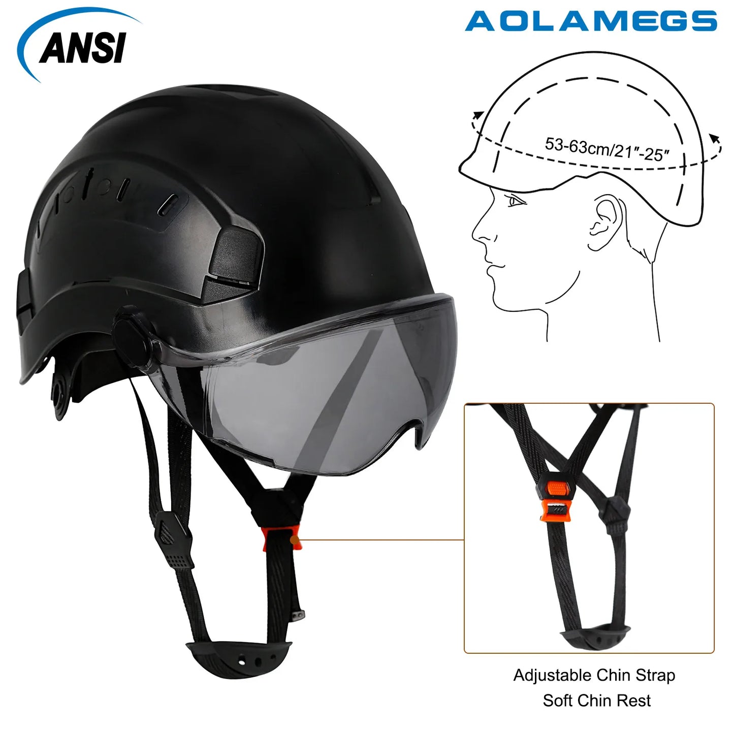 CE Veiligheidshelm met Bril – Ademend ABS Bouwhelm voor Bouw, Industrie & Redding