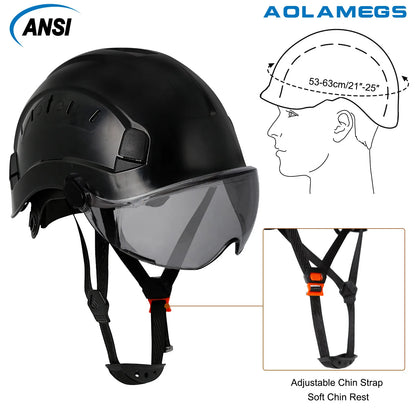 CE Veiligheidshelm met Bril – Ademend ABS Bouwhelm voor Bouw, Industrie & Redding
