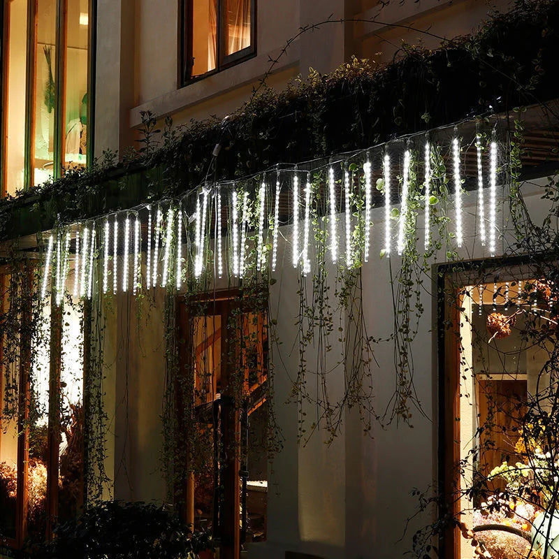 Wasserdichte LED-Meteorregen-Girlandenlichter – Weihnachts- und Straßendekoration, 30 cm/50 cm Röhren, EU-Stecker
