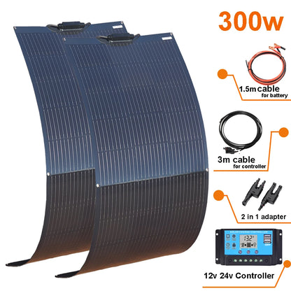 Flexibel Zonnepaneel 12V – 100W/120W/200W/240W/300W Monokristallijn – Ideaal voor Camper, Boot & Balkon