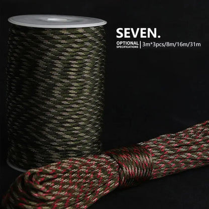 7-adriges 550-Paracord-Seil – 4 mm Durchmesser – Fallschirmseil – Outdoor-Camping- und Survival-Zubehör – 5/16/31 Meter – Zelt- und Wanderausrüstung