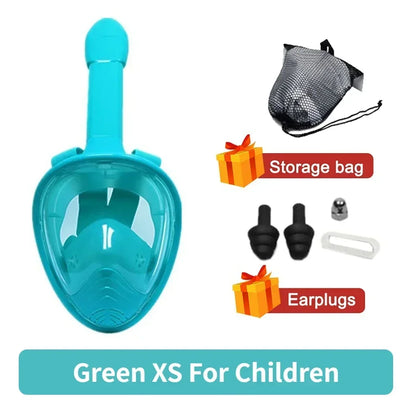 Full Face Snorkelmasker voor Kinderen en Volwassenen | Anti-Fog Duikmasker voor Veilig Ademhalen en Snorkelen