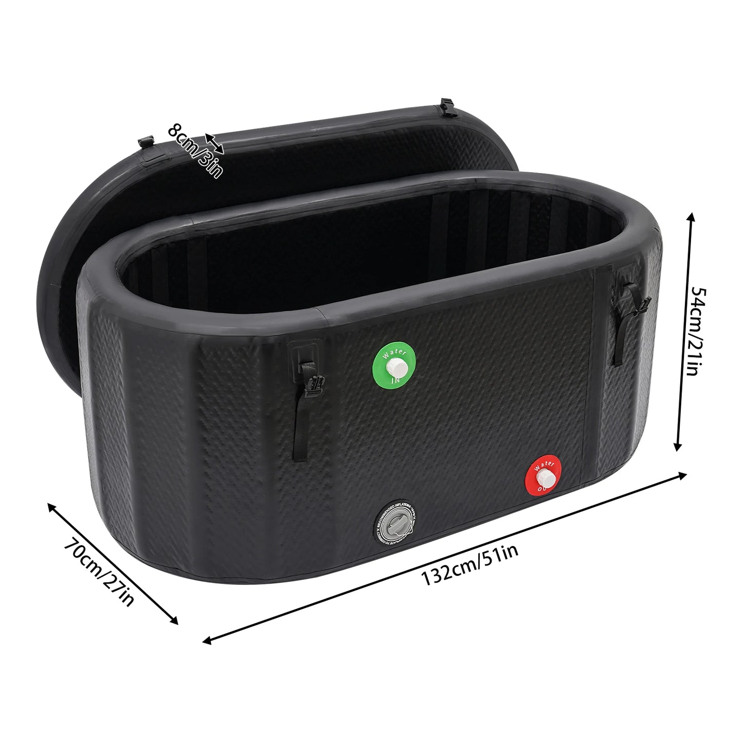 Opblaasbaar IJsbad – Koude Watertherapie Tub voor Atleten, 132x70 cm Opvouwbaar Bad voor Buiten en Herstel