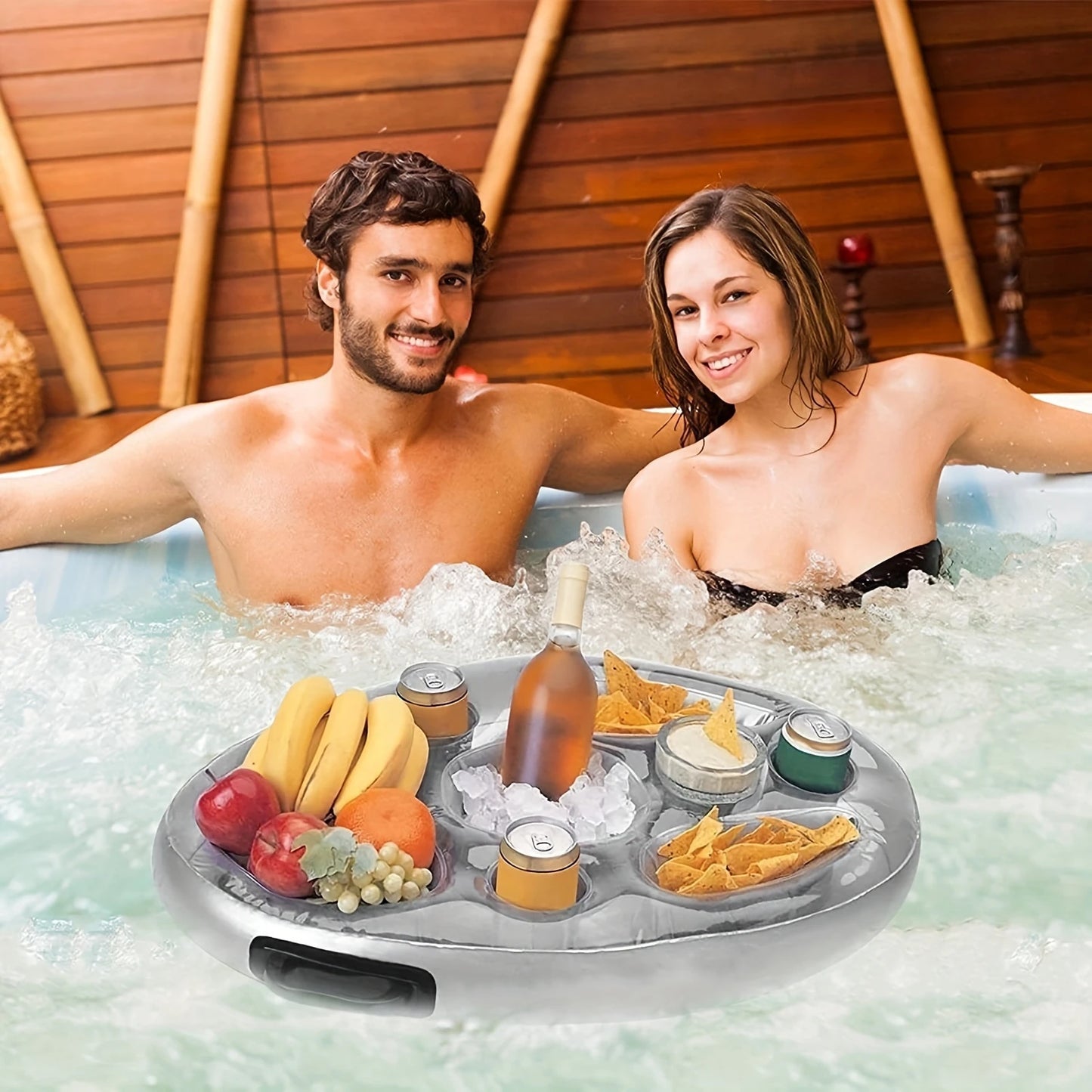Opblaasbare Pool Float met IJsdoos - 70cm Drink Koeler met Cup Holders en Party Tray voor Zwembad Feesten