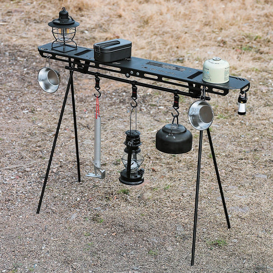 Vouwbare Camping Tripod Top Plate | Hoge Sterkte Camping Rack met Ophanggaatjes voor BBQ, Picknick en Hiking