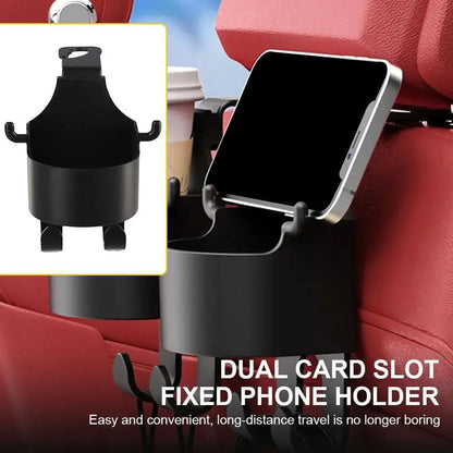 Multifunctional Car Headrest Hook and Cup Holder – Universal Car Seat Organizer for Bags and Drinks – Suitable for All Vehicles